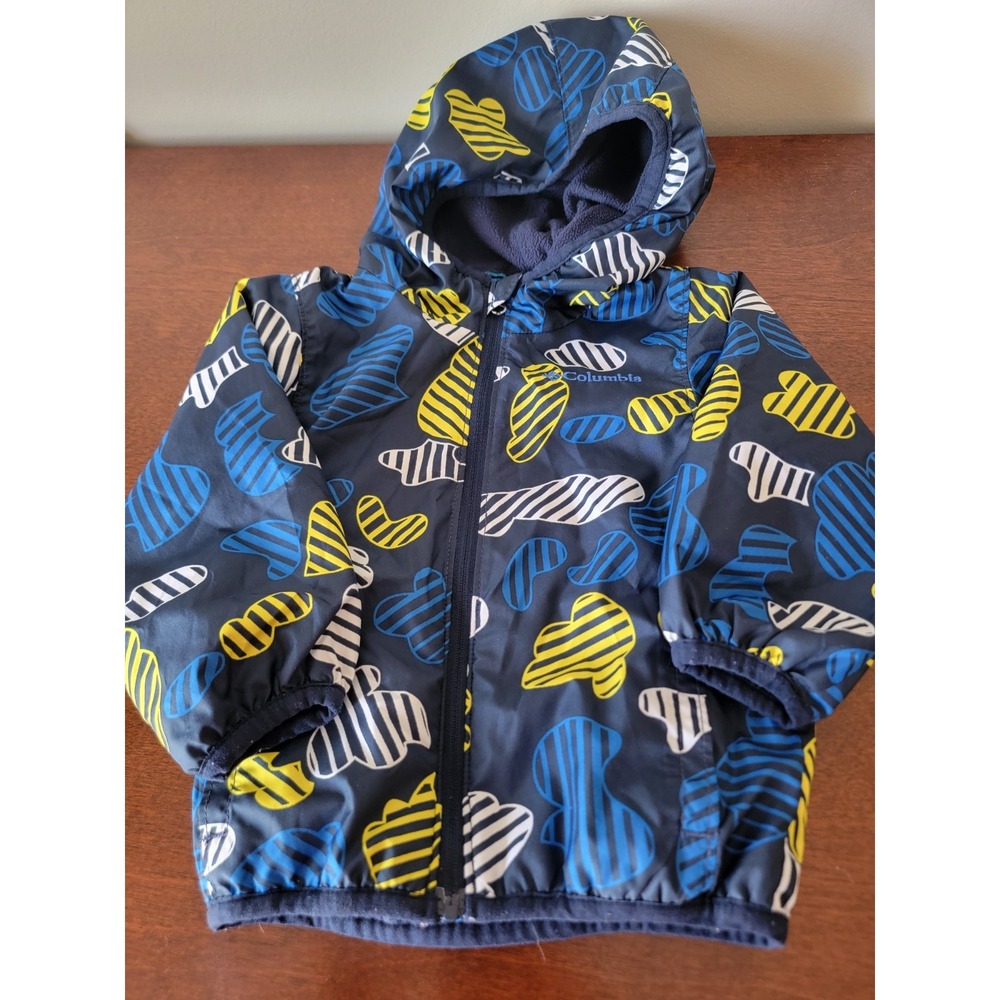 Columbia Infant 12-18 MTH Jacket Lightweight Fleece Lined Hood Zip Up Blue Navy